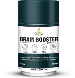 grinbizz Brain Booster Capsule Improve Focus, Alertness/Boost Concentration/Mind Wellness