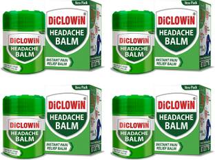 DiCLOWiN Headache Relief Balm | 3x Formula | Non-Staining & Non-Burning Balm (4 x 12 g) Balm