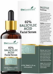 She Essentials 2% Salicylic Acid Face Serum for Clog Open Pores, Acne, Acne Mark, Sebum Control