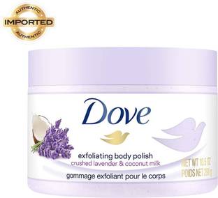 DOVE Exfoliating Body Polish Scrub Crushed Lavender & Coconut Milk for Dry Skin