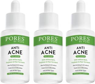 PORES BE PURE Anti Acne Face Serum Pack of 3 Treats Pimples Spot Treatment & Remove Blackheads