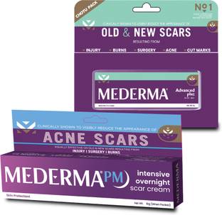 MEDERMA PM Acne Scar Cream (10g) and Advance Plus for Burn, Surgery & Injury Scars