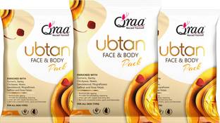 Qraa Ubtan FacePack for Glowing Skin,Acne,Pimples,Detan,& Brightening|Pack of 3|150g