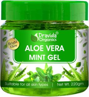 Dravida Organics Pure Aloe Vera Gel for Skin & Hair with Mint & Natural Emollients (Paraben Free)