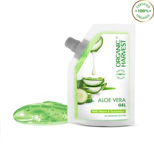 Organic Harvest Aloe Vera Gel: Neem & Cucumber | For Dry Skin & Hair | Organic Moisturizing Gel