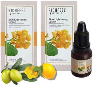 RICHFEEL Skin Lightening Lotion|Reduces Pigmentation&Dark Spots|10 ml(Pack of 2)