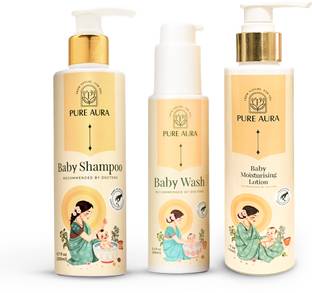 Pure Aura Comfort Baby Set | Tear-Free Shampoo, Wash & Lotion | Soft Ayurvedic Touch