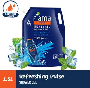 FIAMA Men Body Wash Shower Gel Refreshing Pulse Value Pouch, For Moisturized Skin
