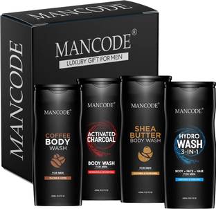 MANCODE Coffee I Charcoal|3 in 1 Hydro Wash|Shea Butter Body Wash, 450ml each, PACK OF 4