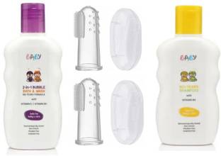 Geggsa Baby 2in1 Body Wash (200ml) with Shampoo(200ml) and Soft Silicone Toothbrush