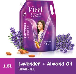 Vivel Fragrant Body Wash Lavender & Almond Oil Shower Gel, Supersaver XL Refill Pouch