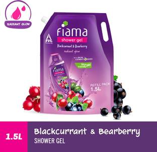 FIAMA Body Wash Shower Gel Blackcurrant & Bearberry Value Pouch, For Moisturized Skin