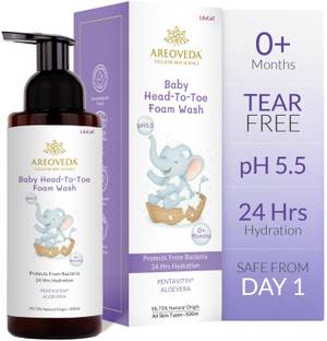 Areoveda Baby Head To Toe Foam Wash With PENTAVITIN, pH 5.5, 24 Hrs Hydration, Tear Free