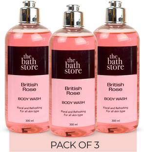 The Bath Store British Rose Body Wash with Ingredients for All Skin Type - 300ml (Pack of 3)