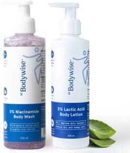 Be Bodywise 5% Niacinamide Body Wash | 5% Lactic Acid Body Lotion | For Strawberry Legs
