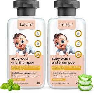 tutots Baby Wash and Shampoo Natural Oats, Aloe Vera & Vitamin-E, Pack of 2