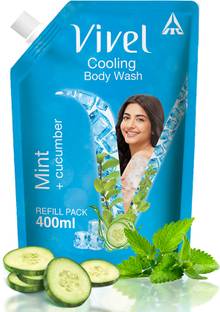Vivel Cooling Body Wash Mint & Cucumber Shower Gel, Supersaver Refill Pouch, Soft Skin