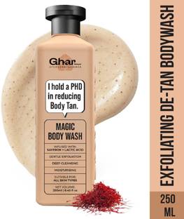 GHAR SOAPS Magic De-Tan & Exfoliating Body Wash with Saffron & Lactic Acid- 250ml
