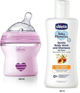 Chicco Baby Wash and Shampoo 200ml and Natural Feeding Bottle 150ml (combo)