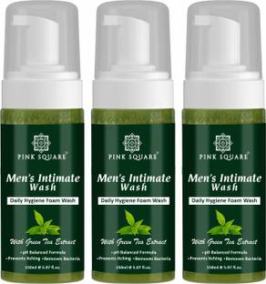 Pink Square Foaming Foam For Mens Intimate Wash ( With Green Tea Extract) Pack Of 3 (450ml)