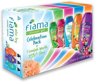 FIAMA Celebration Pack with 5 Unique Body Wash Shower Gels, (125ml Pack of 5)