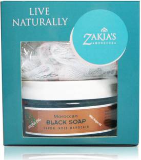 Zakia's Morocco Black Soap with Argan Oil and Kessa Exfoliating Glove