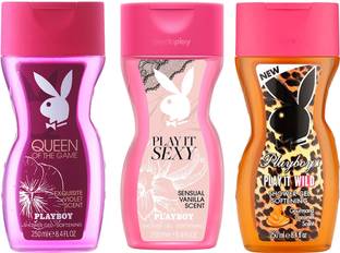 PLAYBOY Queen Of The Game + Play It Sexy + Play It Wild Shower Gel Combo(250ml each)