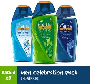 FIAMA Men Refreshing Pulse, Cool Burst and Quick Wash Shower Gel, Pack of 3