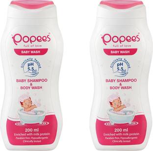 Popees BABY SHAMPOO & BODY WASH - 200 ML Pack of 2