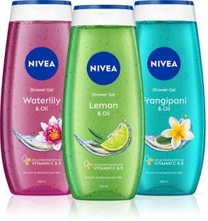 NIVEA Body Wash Combo with Water Lily, Lemon, Frangipani | Refreshing Scent of Flowers