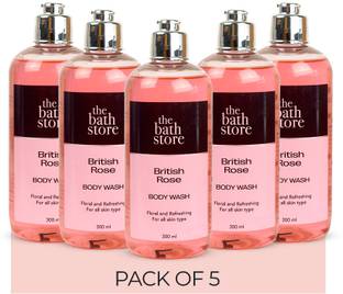 The Bath Store British Rose Body Wash with Ingredients for All Skin Type - 300ml (Pack of 5)