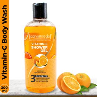 Aaryanveda Vitamin-C Body Wash Shower Gel with Loofah | Orange Extract for Moisturized Skin