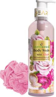 Earthgenix Body Wash Wild Rose + Pink Himalayan Rock Salt, (Loofah Free)
