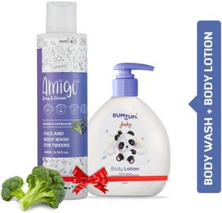Amigo Blueberry 2 IN 1 Face & Body wash + Body Lotion Non-sticky, Paraben Free Combo