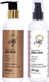 Hi9 Activated Charcoal Body Wash (250ml) & Honey Almond Lotion (250ml) | Hydrating