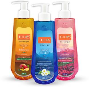 Tulips Shower Gel (Valley of Flowers, Mango Hibiscus & Island Escape) For all Skin Type