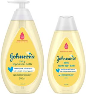 JOHNSON'S BABY Top to Toe Bath (500ml+200) Home & Travel Combo | No tears formula | pH balanced