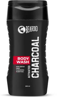 BEARDO Activated Charcoal Body Wash for Men, 200ml | With Activated Charcoal | Soap Free | Deep Cleansing | Skin Detox | Anti-Pollution | For Body & Face| Refreshing Fragrance
