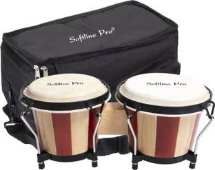 Softline Pro SP BNG RNT ST Bongo Drum Set with Tuning Wrench & Padded Bag with Wooden Bongo