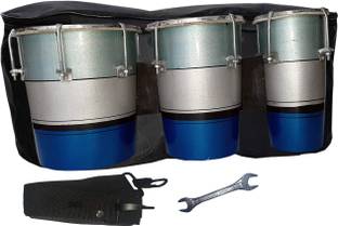 RAM musical Silver Blue Metallic Paint 3 Set Drum Wooden Bongo
