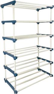 DEMARK 6 Layer Book Shelf for Home Multipurpose Storage Organizer Plastic Stand Plastic Open Book Shelf