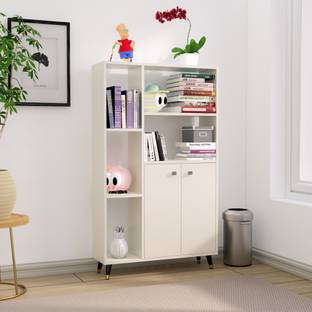 Hexa Red Wooden Book Shelf for Home, Living Room, Office, Multipurpose Rack, Engineered Wood Open Book Shelf