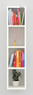 mahaakaay Royal Free Standing Wall Mounted Bookcase Book Shelf Display Rack White Engineered Wood Open Book Shelf