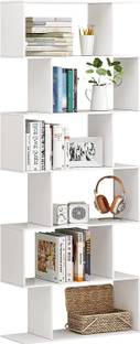 lukzer 6 Layer Bookshelf S Shaped Bookcase Open Book Shelf Display Rack (MR-002/White) Engineered Wood Open Book Shelf