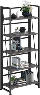 SMART SLIDE 5 Shelves Folding Storage Rack Bookshelf StorageRack for Kitchen Bathroom Office Engineered Wood Open Book Shelf