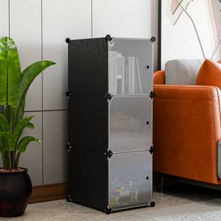 ZHENAURA 3-Tier Plastic Storage Cabinet for Clothes, Books, Toys Organizer Metal Close Book Shelf