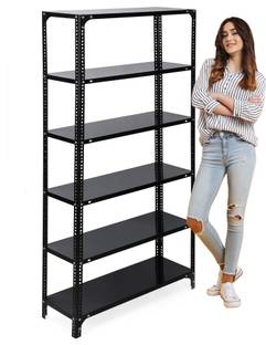Flipkart SmartBuy Slotted Angle CRC Sheet 6 Shelves Multipurpose Storage 12"X35"X72" Luggage Rack Metal Open Book Shelf