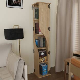 COGO Corner Bookshelf | 5 Shelf | No Screw / Bolt Assembly | Abstract Design Engineered Wood Open Book Shelf
