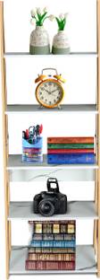 NE Furniture Plank Reno Engineered Wood Ladder Book Shelf and Display Unit Engineered Wood Open Book Shelf