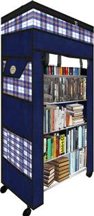 TNT Multipurpose Foldable Book Shelf for Home with Cover | 360 ° Rotating Wheels Metal Open Book Shelf